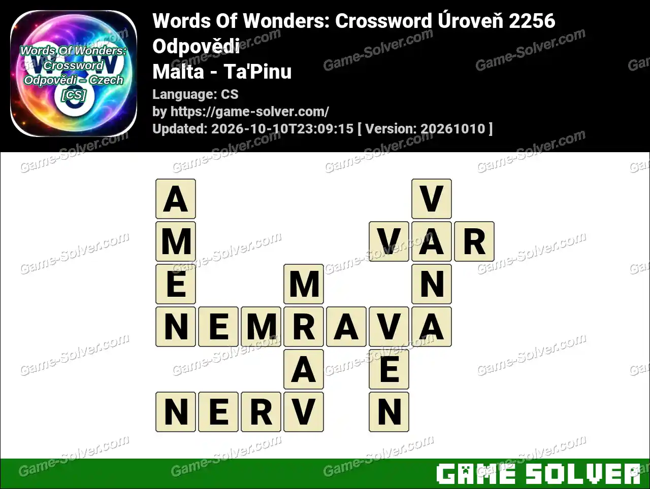 Words Of Wonders: Crossword Úroveň 2256 Odpovědi – Malta – Ta’Pinu